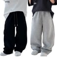 thumbnail image 6 of NOEGOEU Boys Baggy Sweatpants Wide Leg Casual Elastic Waist Drawstring Athletic Joggers Fall Pants 5-15 Y (Black,14-15Years), 6 of 6