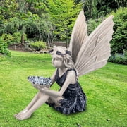 Jahy2Tech Sunflower Fairy Sculpture Garden Landscaping Resin lawn Sitting Statue Decor