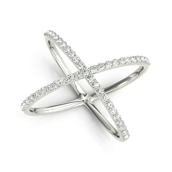Aonejewelry 0.35 Carat Criss Cross Diamond Fashion Ring In 10K White Gold