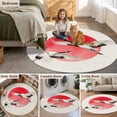 thumbnail image 5 of Vintage Birds Red Sun Round Area Rug 7Ft Washable Circle Rugs for Dorm Laundry Room, Retro Art Animals Non-Slip Carpet Floor Mats Indoor Outdoor Carpet Runner Aesthetic Home Decor, 5 of 8