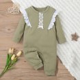 thumbnail image 2 of UAMVSH Baby Girl Clothes Newborn Onesies Infant Lace Ruffle Romper Bow Tie Crew Neck Long Sleeve Jumpsuit Fall Winter Outfits 3-18Months, 2 of 7