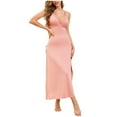 thumbnail image 2 of Taylonsss Womens Lace High Slit Sleeveless Solid Color Long Nightgown Home Loungewear Sleep Dress, 2 of 9