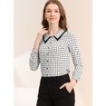 thumbnail image 2 of Allegra K Blusa Abotonada Con Doble Cuello Vuelto Y Estampado A Cuadros Para Mujer Blanco S Unique Bargains Camisa, 2 of 6