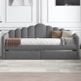 thumbnail image 3 of MODERNLUXE Twin Size Daybed with 2 Storage Drawers,Velvet Upholstered Sofabed with Charging Station,2 Side Pockets and Wood Slats Support,Twin Size Bed Frame,No Box-spring Needed,Gray, 3 of 9
