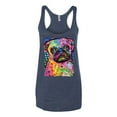 thumbnail image 3 of Funny Neon Pug | Dean Russo Art Animal Lover Tri-Blend Racerback Tank Top, Vintage Navy, Small, 3 of 6