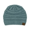 Trendy Warm Chunky Soft Stretch Cable Knit Beanie Skully, Snuggly Soft Steel Blue Mix