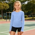 thumbnail image 2 of RMGVDSD Girls Athletic Shirts Long Sleeve T-Shirts Crew Neck Basic Tee Tops Kids Lightweight Solid Color Sports Tshirts 4-5 Years, 2 of 4