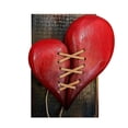 thumbnail image 3 of Escultura de Madera Roja Corazón Roto Cosida En Cuero Hot6sl Decoración de Pared Regalo, 3 of 7