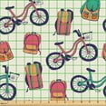 thumbnail image 2 of Ambesonne Outdoor Fabric by the Yard Upholstery, Bicycles and Backpacks Art, 10 Yards, Eggshell Multicolor, 2 of 5