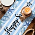 thumbnail image 3 of Coastal Seashell Table Runner 90 Inches, Summer Ocean Starfish Conch Blue Stripes Bed Runner Dresser Scarves Tabletop for Indoor Outdoor Parties/Ceremony/Banquet, 13" x 90", 3 of 9