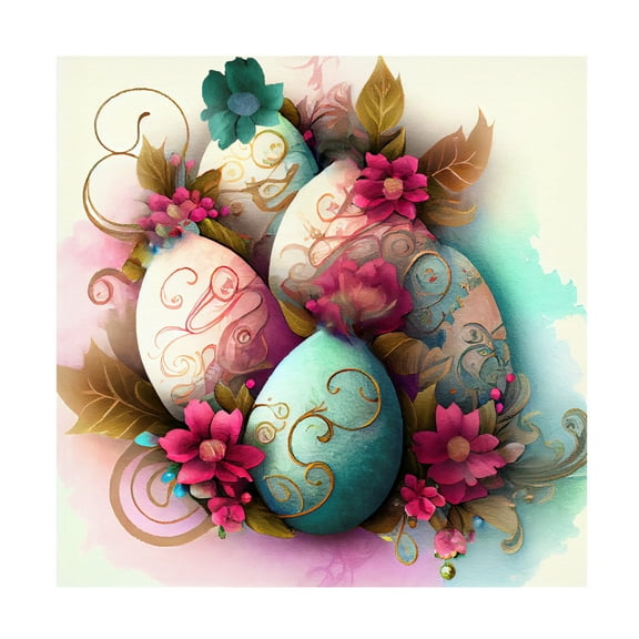 Canvas Wall Art - Sasha 'Easter Eggs' Wall Art for Living Room, Bedroom, or Office Décor by Trademark Fine Art - 14 x 14 Inches