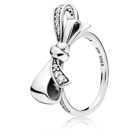 Silver Box Ring - Brilliant Bow, Clear CZ Bow silver ring w/clear CZ Ring sz 54 197232CZ-54