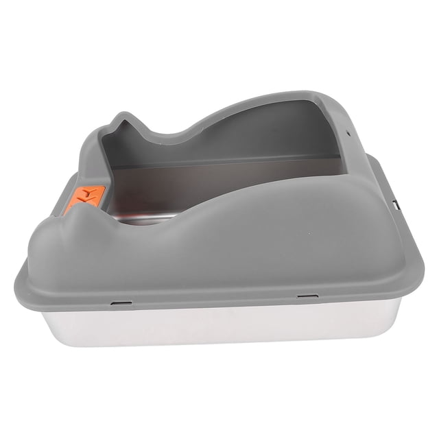 CAJA Para Gato de Acero inoxidable Con Cucharada, Entrada Superior de Cajas Grandes, Caja de Cara Alta, Bandeja de Bandeja Contra la Fuga para Interiores, Fácil de Limpiar