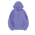 thumbnail image 4 of Women's Fall Zipper Front Long Sleeve Hooded Sweatshirt, Lightweight Casual Outdoor Pullover with Front Pockets, Streetwear Style Top for Daily Wear and Autumn Activities Light Violet S, 4 of 5