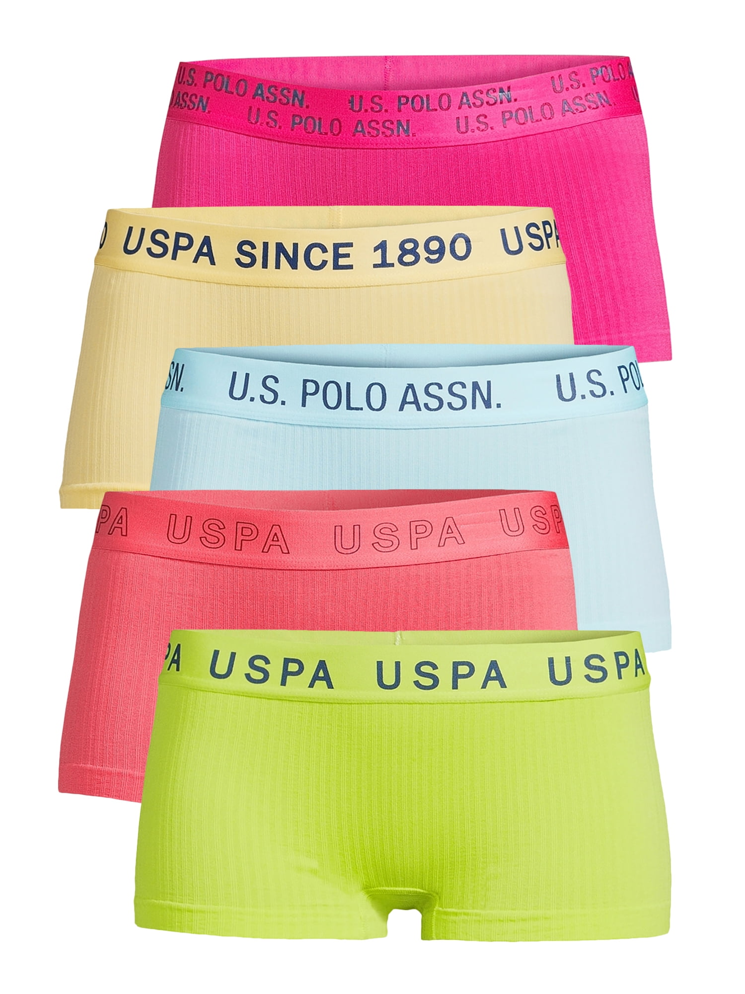 . Polo Assn. Women's Ribbed Seamless Boyshort Panties, 5-Pack -  