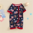 thumbnail image 5 of Ruyang 4th of July Unisex Baby Clothes Baseball Print Zip Up Romper USA Flag Jumpsuit Shorts Independence Day Bodysuit, 5 of 5