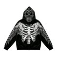 thumbnail image 4 of Men's Halloween Skeleton Full Zip Hoodie Bone Print Drawstring Sweatshirt Party Top, 4 of 4