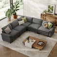 thumbnail image 6 of LINSY HOME Modular Sectional  Sofa Couch, 5-Seater Corduroy Deep Seat Sofa for Living Room, Bedroom and Apartment, Grey, 6 of 9