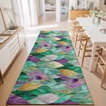 thumbnail image 3 of Hallway Runner Rug 2'x6', Purple Green Leaves Kitchen Runner Rugs Non-Slip Carpet Mats, Modern Abstract Art Botanical Bedside Rugs Runners Washable Floor Carpet for Bathroom Laundry Room, 3 of 8