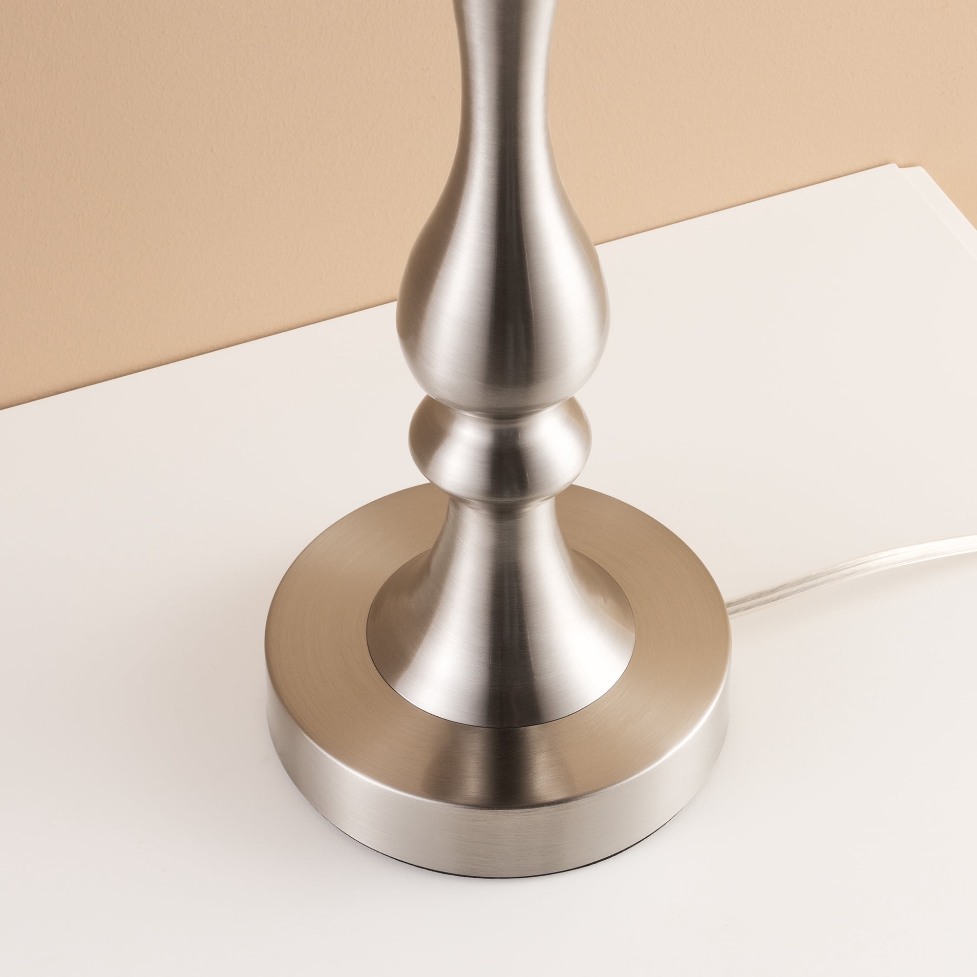 EDISHINE Table Lamps for Living Room Bedroom Modern Bedside Lamp with Beige Linen Shade Metal Body E26 Light Bulb Base