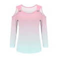thumbnail image 4 of Harpily Shirts for Women Women's Tops V Neck 3/4 Sleeve Shirts Casual Blouses Cold Shoulder Tops Basic Tees Floral Print Tshirts, 4 of 5
