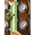 thumbnail image 2 of nqOlkjepod Navy Blue Green Stripe Table Runner 72 Inches Long Farmhouse Dress Scarves, Modern Art Horizontal Striped Dining Tablerunner for Coffee Table/Kitchen Island/Party Décor, 18" x 72", 2 of 8