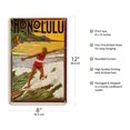 thumbnail image 2 of Honolulu Hawaii - Surf Rider - Vintage Travel Poster by Lucille Webster Holling c.1918 - 8 x 12 inch Vintage Wood Art Sign, 2 of 4