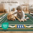thumbnail image 4 of ODIKA 6'x9' Green Deep Mid-Century Stripes Washable Area Rug Geometric Border Design with Modern Flair for Family Room, Living Mater Bedroom, Non-Slip, Easy Care, 4 of 7