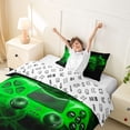 thumbnail image 4 of meiyoeat Neon Green Smoke Gaming Twin Bedding for Boys Teens, Video Game Gamer Duvet Cover Set, Black Green, Gamepad Reversible2 Pieces, 1 Duvet Cover and 1 Pillowcase, 4 of 7