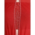 thumbnail image 5 of CHICTRY Women Sleeveless Rhinestones Figure Skating Dance Dress Ruched Mesh Modern Lyrical Dancewear Red L, 5 of 7