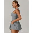thumbnail image 5 of Womens Tennis Golf Dress with Built-in Bra Shorts Zipper Slim Fit A-Line Hem Skirt Athletic with Pockets Grey M, 5 of 8
