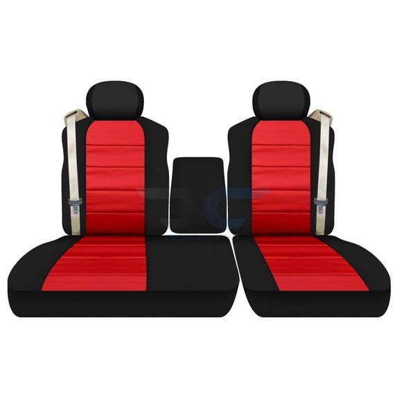 Fits 2001-2003 Ford F150 Velour Seat Covers 40/60Bench opening Console 2HR Int Seat Belts: Blk Red