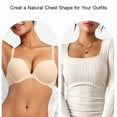 thumbnail image 7 of YANDW Push Up Padded Bra for Women Plunge Underwire T-Shirt Bras Add Cup, Beige 40A, 7 of 7