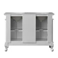 thumbnail image 4 of 48" Carrara White Marble Top Bathroom Vanity Double Sink Antique White Cabinet, 4 of 8
