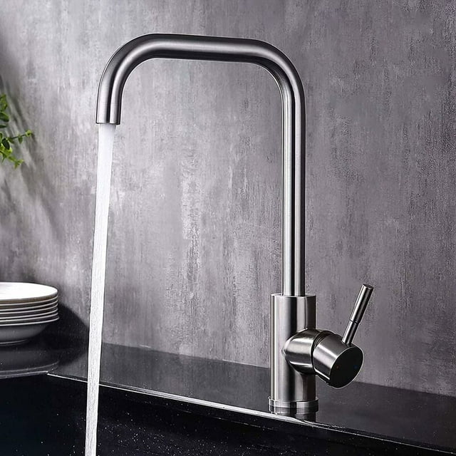 Robinet de Cuisine, Robinet en Acier Inoxydable Rotatif à 360°, Adapté pour Éviers Simples et Doubles, Adapté pour Eau Chaude et Froide, Robinet de Mixeur de Cuisine Anti-Empreintes Digitales, Résistant aux Rayures