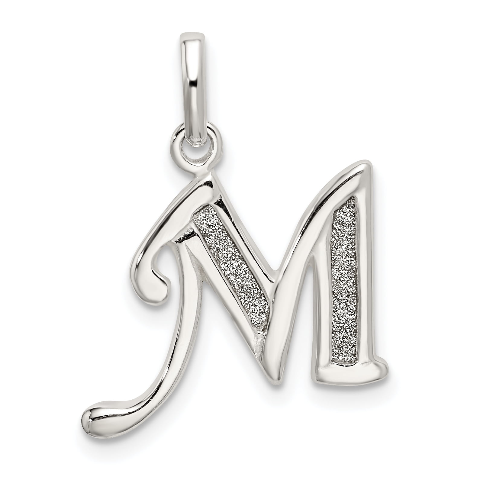 NEONBLOND Personalized Name Engraved Monogram M Pink Grey Chevron Dogtag Necklace