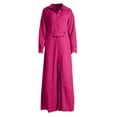 thumbnail image 5 of Vestido liso de mujer con cinturón, manga larga y escote en V profundo, poliéster y spandex, estilo informal y elegante, tallas S-XXXL, 5 of 5