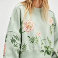 thumbnail image 5 of Cute Sweatshirts for Womens Y2K Preppy Graphic Crewneck Long Sleeve Sweatshirt Fall Cropped Oversized Trendy Soft Floral Print Sweatshirt for Women Daily Travel Office Outfits, Light Blue L, 5 of 7