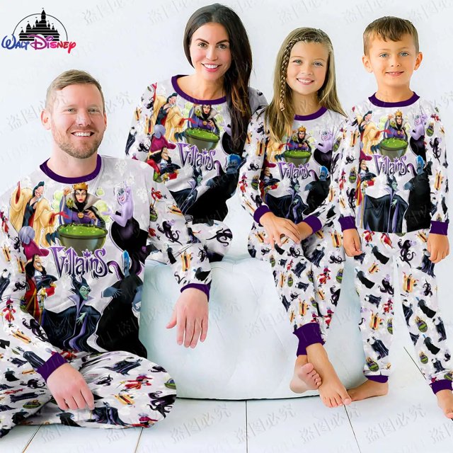 Disney Ursula (La sirenita) maléfica con estampado 3D de EE. UU., traje de pijama de alta calidad, traje de Navidad feo para padres e hijos