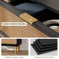 thumbnail image 6 of Rattan Dresser with 5 Drawers, Tall Modern Closet with Deep Storage, Large Chest of Drawers with Wide Top, Long Wooden Dresser for Bedroom, Living Room, Hallway, Kids Room, Black, 6 of 7
