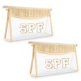 thumbnail image 1 of Bolsa de maquillaje Iqimott Boho Patch con letras transparentes a prueba de agua para mujer, 1 of 7