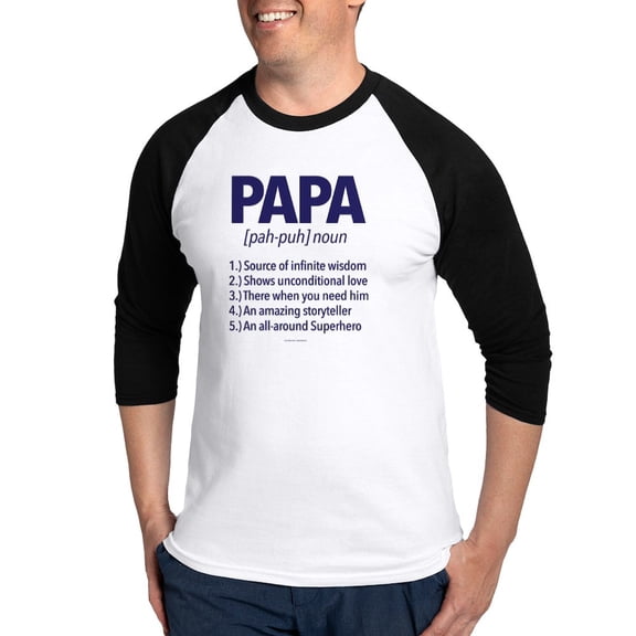 CafePress - Papa Noun Definition Baseball Jersey - Cotton Baseball Jersey, 3/4 Raglan Sleeve Shirt
