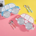 thumbnail image 4 of 1 Set Baby Feeding Plate Food Grade Rust-proof Stainless Steel Adorable Baby Feeding Dish Fork Spoon Dinnerware Set for Home, 4 of 8