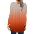 thumbnail image 4 of Women's Fall Henley V Neck Button Up Tunic Tops Flowy Long Sleeve T-Shirts Gradient Printed Blouse for Leggings, 4 of 5