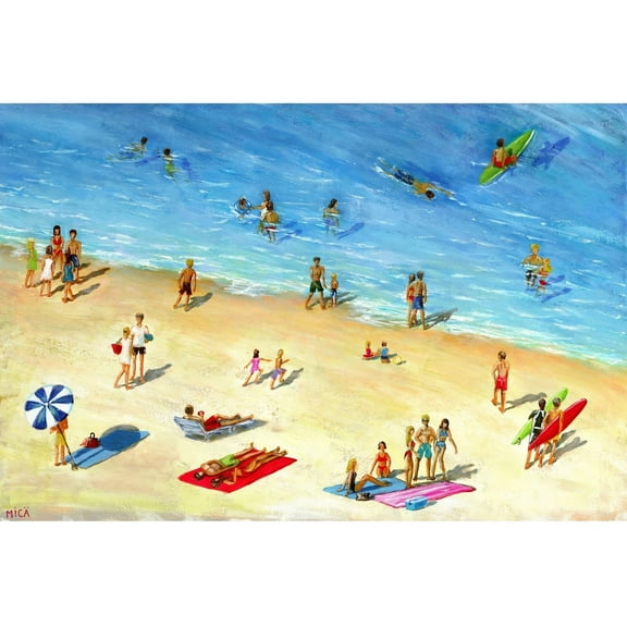 "Fun at the Beach" Painting Print on Wrapped Canvas
