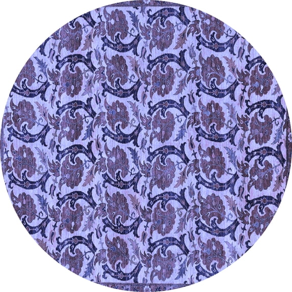 Ahgly Company Indoor Round Abstract Blue Modern Area Rugs, 8' Round