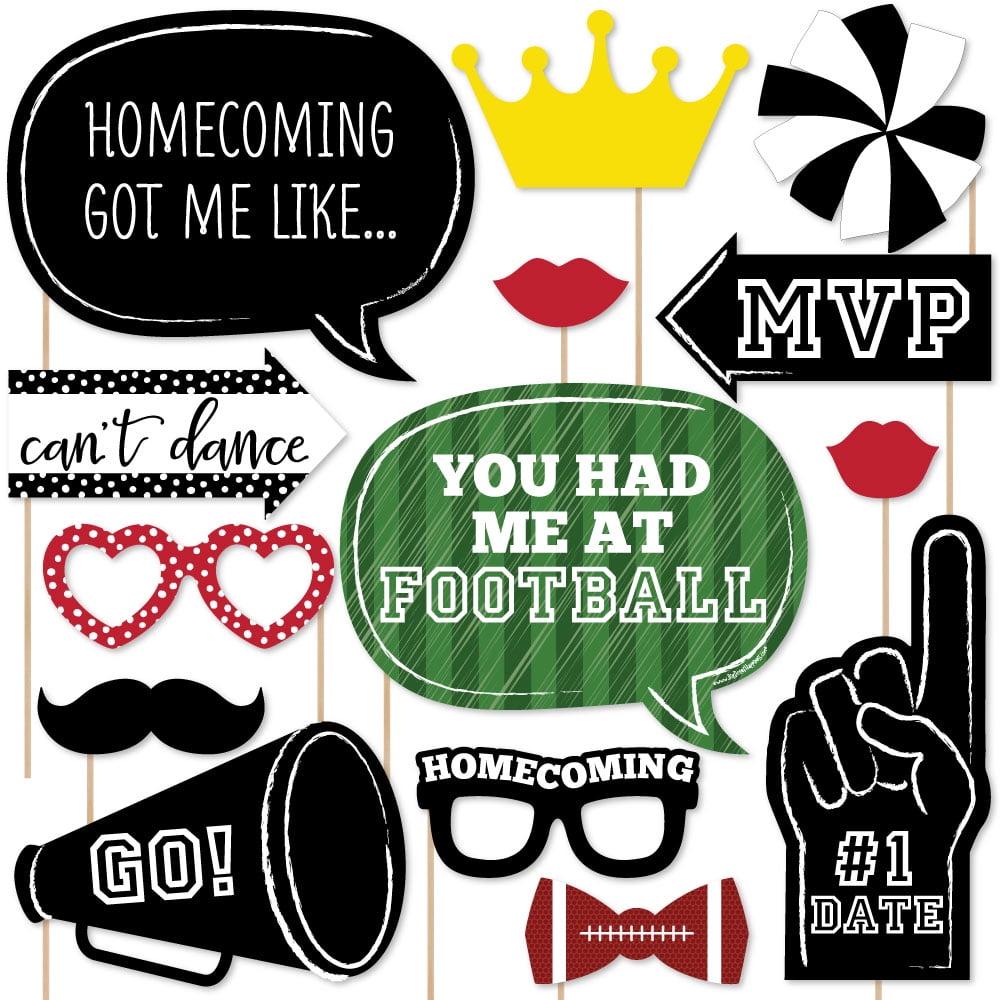 Homecoming - Football Themed School Dance Photo Booth Props Kit - 20 Count