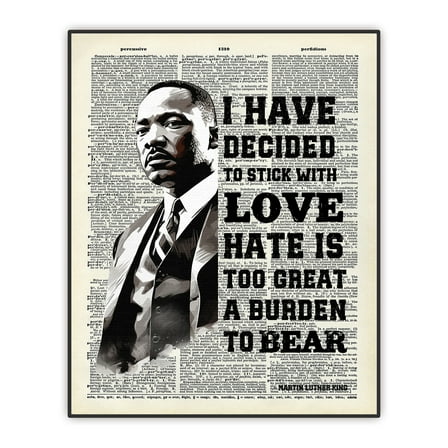 MLK Quote, I have decided to stick with love, Martin Luther King Quote, Inspirational Print, Dictionary Wall Art, Home Office Decor, Unframed Print 8"x10"