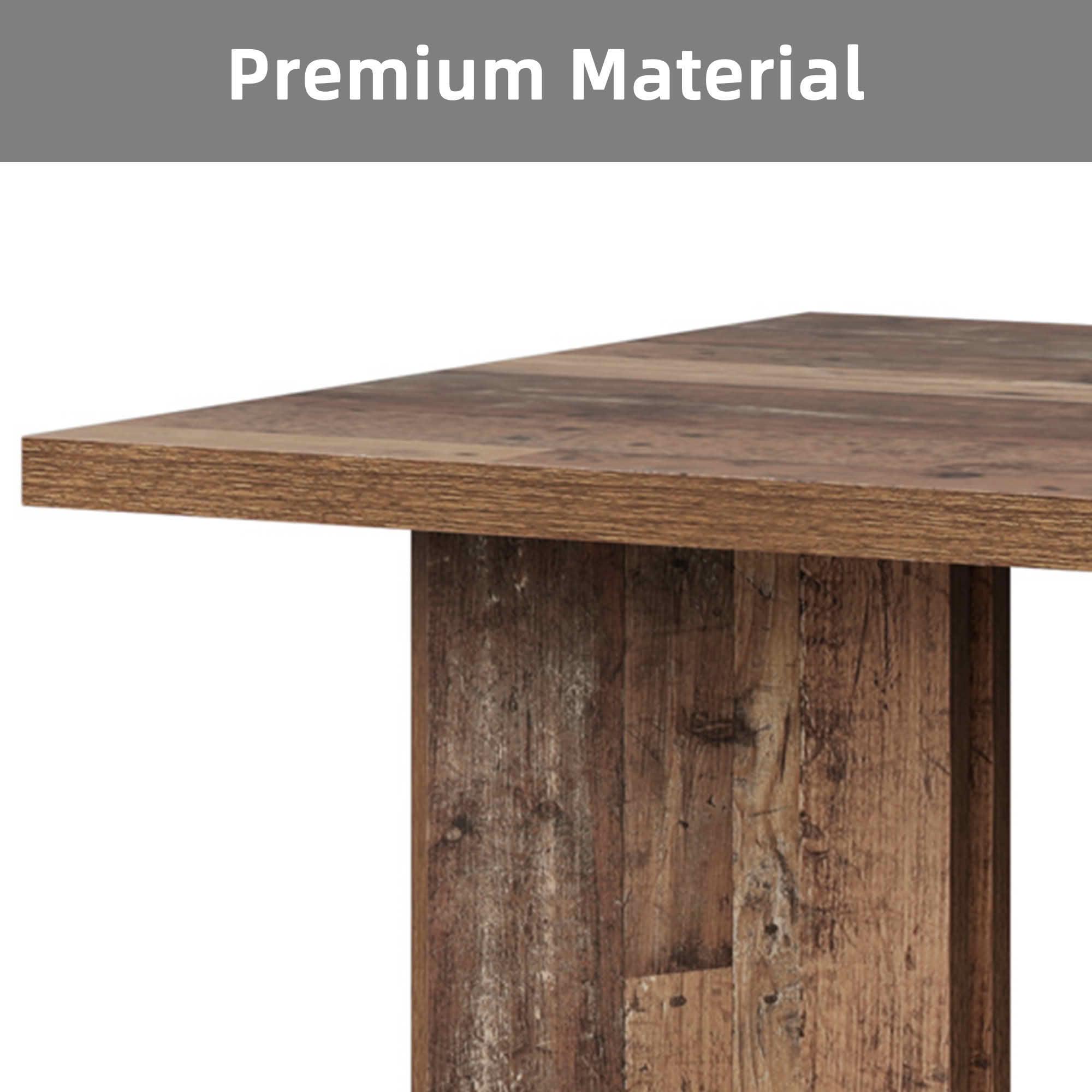 MAYEERTY 63 Inch Rectangular Farmhouse Dining Table, Vintage Walnut Wood Kitchen Dinner Table for 4 to 6 People, 300 LBS Heavy Duty E1 Chipboard Work Desk