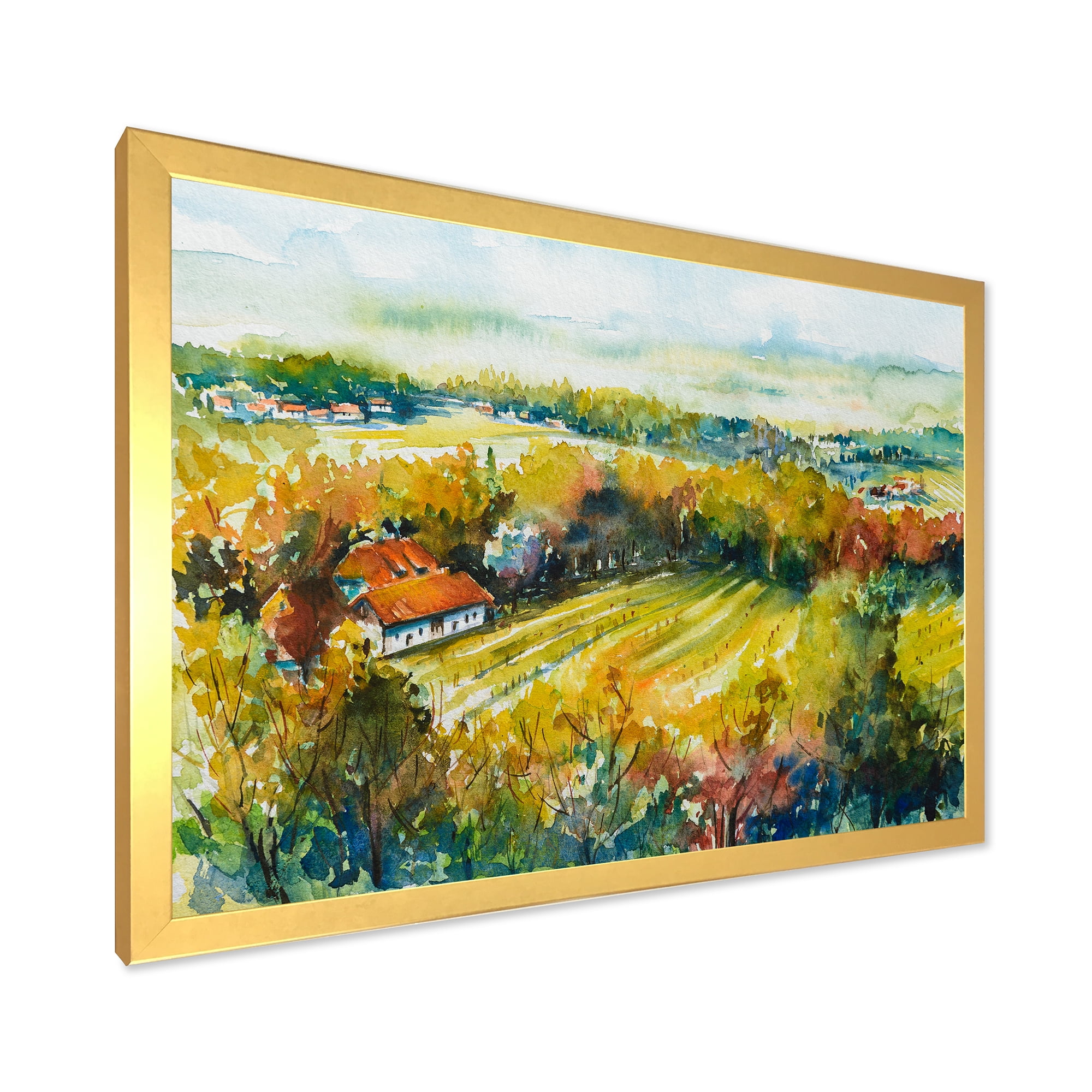 Designart 'Autumn Rural Landscape' Country Framed Art Print